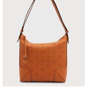 MCM Klara Medium Monogram Tan Shoulder Bag Crossbody with Adjustable Strap NEW